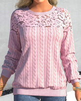 Rosa tröja med långa ärmar och spets